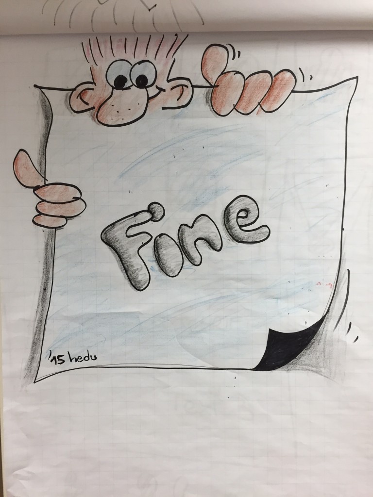 Fine (ein Zeichenversuch am Flipchart)